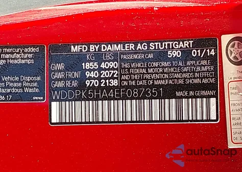 2014 Mercedes-Benz Slk 350 z USA, uszkodzony, nr VIN WDDPK5HA4EF087351